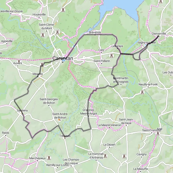 Map miniature of "Cap de la Grande Dune" cycling inspiration in Basse-Normandie, France. Generated by Tarmacs.app cycling route planner