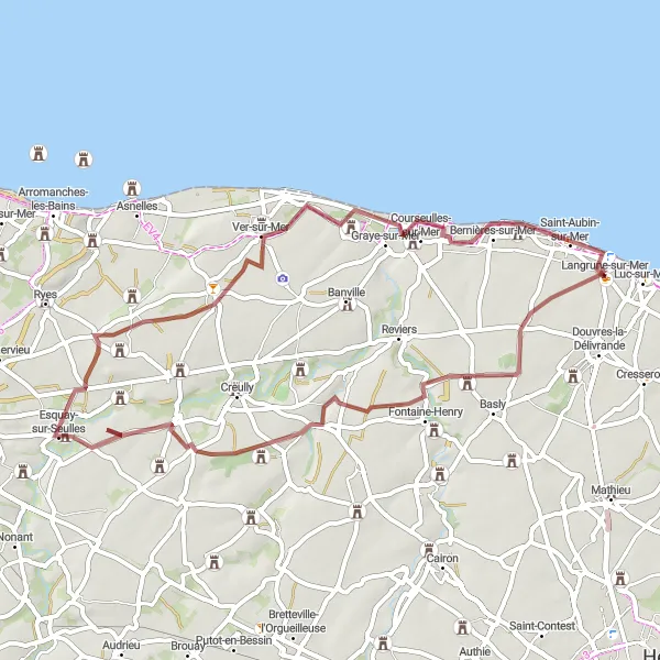 Map miniature of "Gravel Expedition: Historical Landmarks and Natural Treasures" cycling inspiration in Basse-Normandie, France. Generated by Tarmacs.app cycling route planner