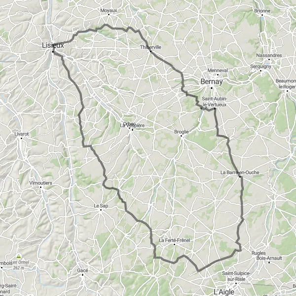 Miniature de la carte de l'inspiration cycliste "Le patrimoine normand à vélo" dans la Basse-Normandie, France. Générée par le planificateur d'itinéraire cycliste Tarmacs.app