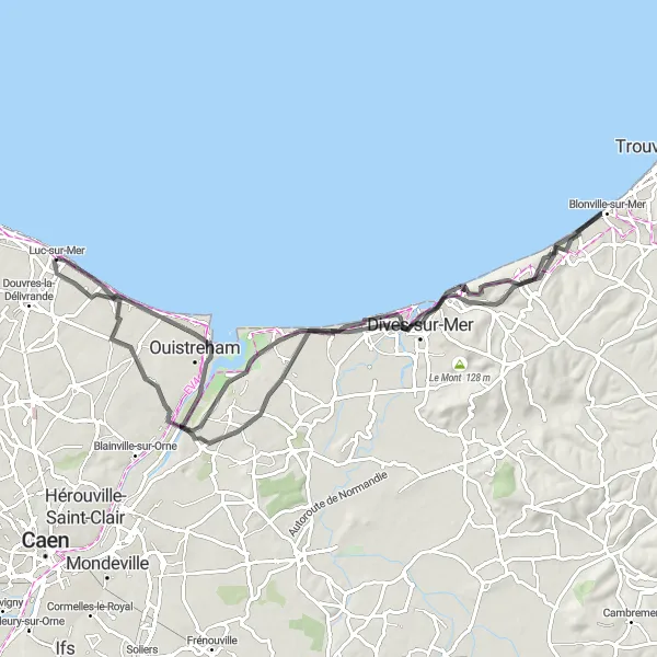 Map miniature of "Scenic Road Cycling Tour in Basse-Normandie" cycling inspiration in Basse-Normandie, France. Generated by Tarmacs.app cycling route planner