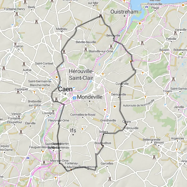 Map miniature of "Cultural Heritage Ride" cycling inspiration in Basse-Normandie, France. Generated by Tarmacs.app cycling route planner