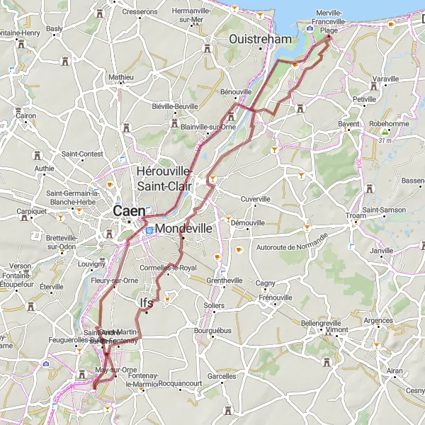 Map miniature of "The Gravel Explorer" cycling inspiration in Basse-Normandie, France. Generated by Tarmacs.app cycling route planner