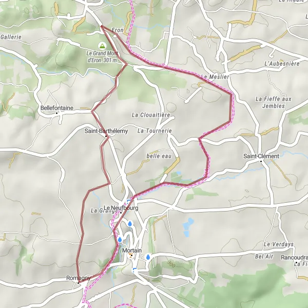 Map miniature of "The Grand Mont Experience" cycling inspiration in Basse-Normandie, France. Generated by Tarmacs.app cycling route planner