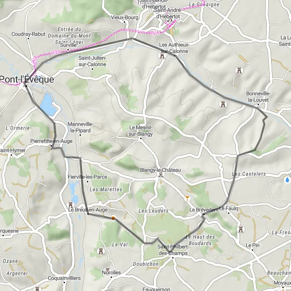 Map miniature of "Authieux-sur-Calonne Ride" cycling inspiration in Basse-Normandie, France. Generated by Tarmacs.app cycling route planner