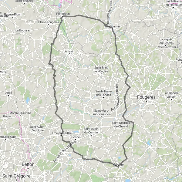 Map miniature of "Villiers-le-Pré Circuit" cycling inspiration in Basse-Normandie, France. Generated by Tarmacs.app cycling route planner