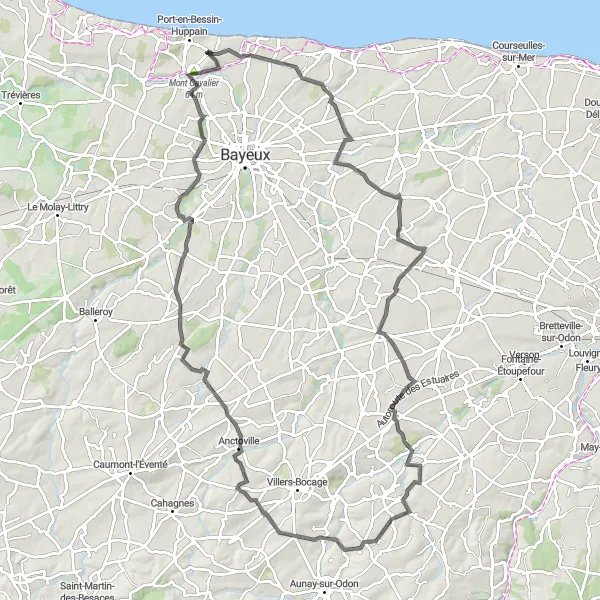 Map miniature of "Basse-Normandie Countryside Cycling Tour" cycling inspiration in Basse-Normandie, France. Generated by Tarmacs.app cycling route planner