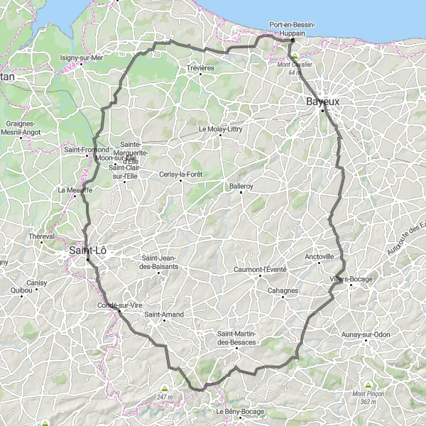 Map miniature of "Basse-Normandie Gravel Adventure" cycling inspiration in Basse-Normandie, France. Generated by Tarmacs.app cycling route planner