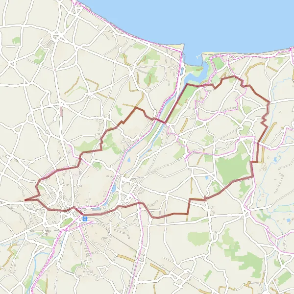 Map miniature of "Gravel Route: Coastal Panoramas" cycling inspiration in Basse-Normandie, France. Generated by Tarmacs.app cycling route planner