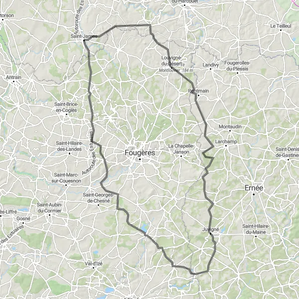 Map miniature of "The Rural Escape" cycling inspiration in Basse-Normandie, France. Generated by Tarmacs.app cycling route planner