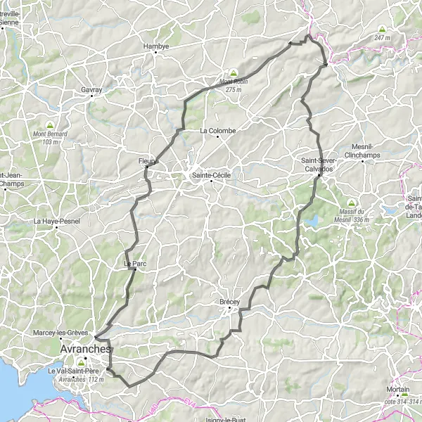 Map miniature of "The Ultimate Climbing Challenge" cycling inspiration in Basse-Normandie, France. Generated by Tarmacs.app cycling route planner