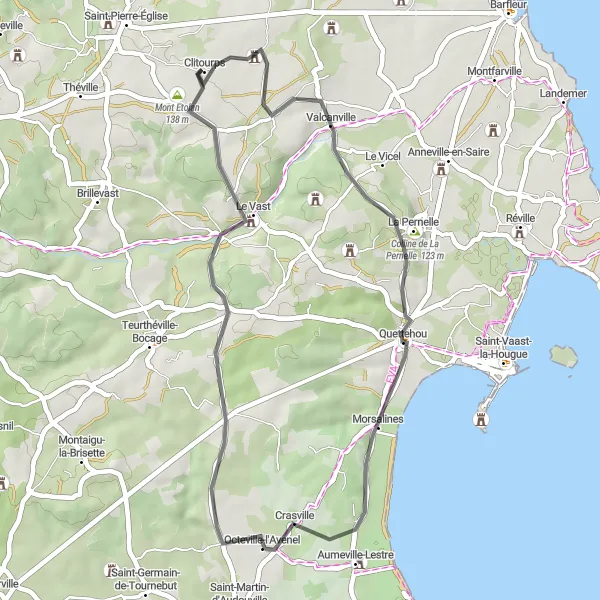 Map miniature of "Short and Sweet" cycling inspiration in Basse-Normandie, France. Generated by Tarmacs.app cycling route planner