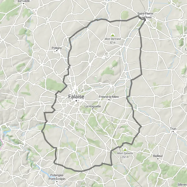 Map miniature of "The Road to Château de Morchêne" cycling inspiration in Basse-Normandie, France. Generated by Tarmacs.app cycling route planner