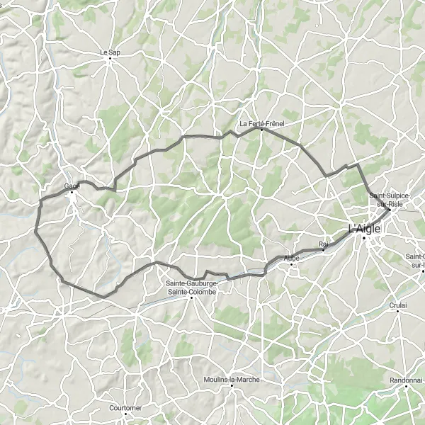 Map miniature of "Countryside Charm in Saint-Hilaire-sur-Risle" cycling inspiration in Basse-Normandie, France. Generated by Tarmacs.app cycling route planner