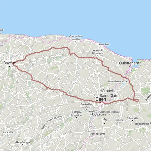 Map miniature of "The Gravel Route of Château de Banville" cycling inspiration in Basse-Normandie, France. Generated by Tarmacs.app cycling route planner