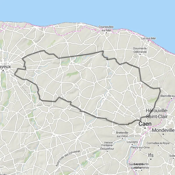 Map miniature of "Countryside Exploration of Biéville-Beuville" cycling inspiration in Basse-Normandie, France. Generated by Tarmacs.app cycling route planner