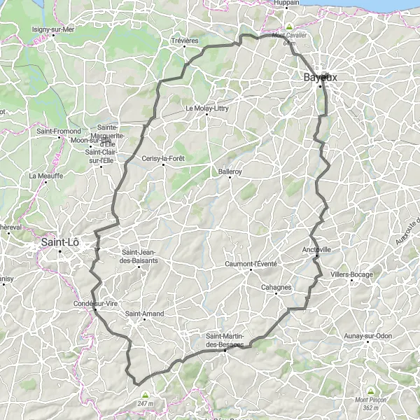 Map miniature of "Saint-Vigor Road Circuit" cycling inspiration in Basse-Normandie, France. Generated by Tarmacs.app cycling route planner