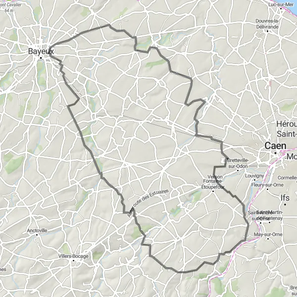 Miniature de la carte de l'inspiration cycliste "Parcours pittoresque de Basse-Normandie" dans la Basse-Normandie, France. Générée par le planificateur d'itinéraire cycliste Tarmacs.app