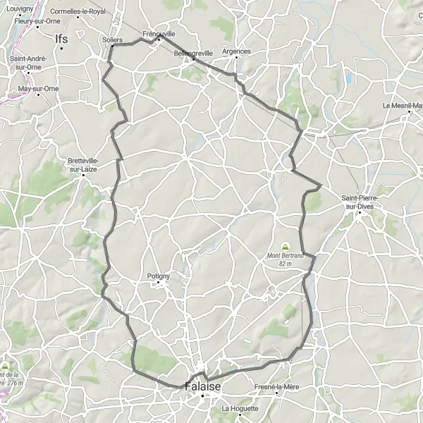 Miniature de la carte de l'inspiration cycliste "Le Tour des Villages de Basse-Normandie" dans la Basse-Normandie, France. Générée par le planificateur d'itinéraire cycliste Tarmacs.app