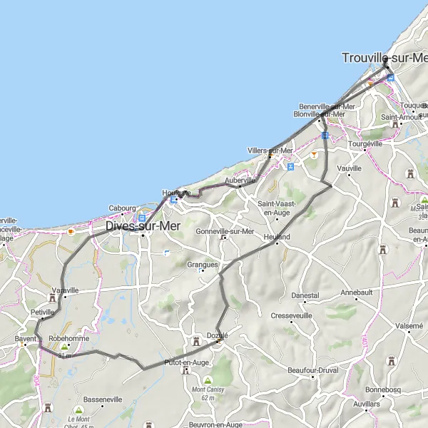 Map miniature of "The Nature Trail" cycling inspiration in Basse-Normandie, France. Generated by Tarmacs.app cycling route planner