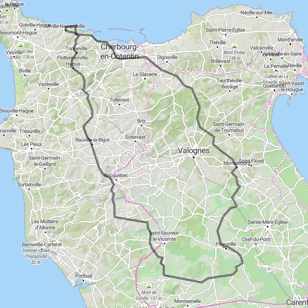 Map miniature of "Basse-Normandie Road Cycling Route 2" cycling inspiration in Basse-Normandie, France. Generated by Tarmacs.app cycling route planner