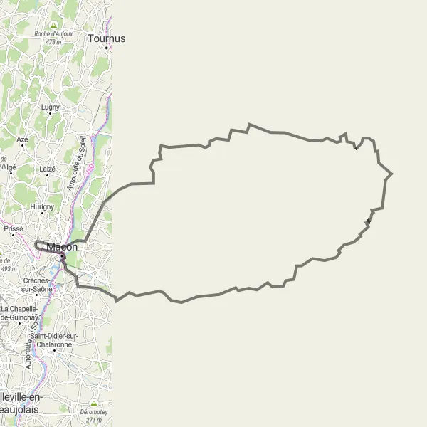 Miniature de la carte de l'inspiration cycliste "Tour de Mont d'Épy" dans la Bourgogne, France. Générée par le planificateur d'itinéraire cycliste Tarmacs.app