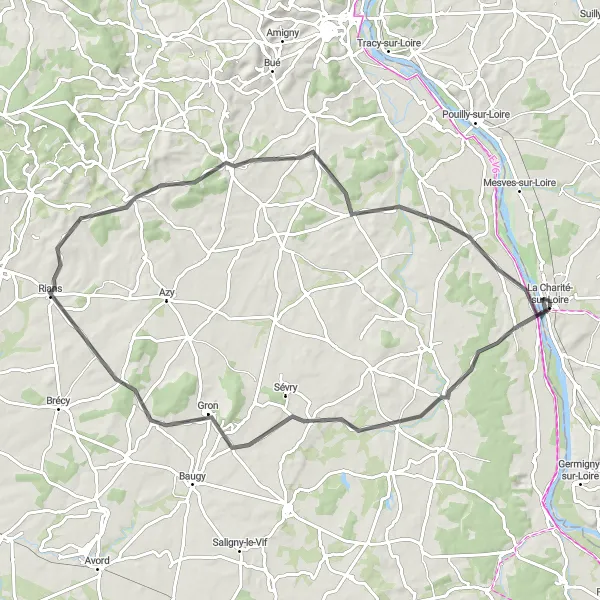 Map miniature of "Cycling Route 3" cycling inspiration in Bourgogne, France. Generated by Tarmacs.app cycling route planner