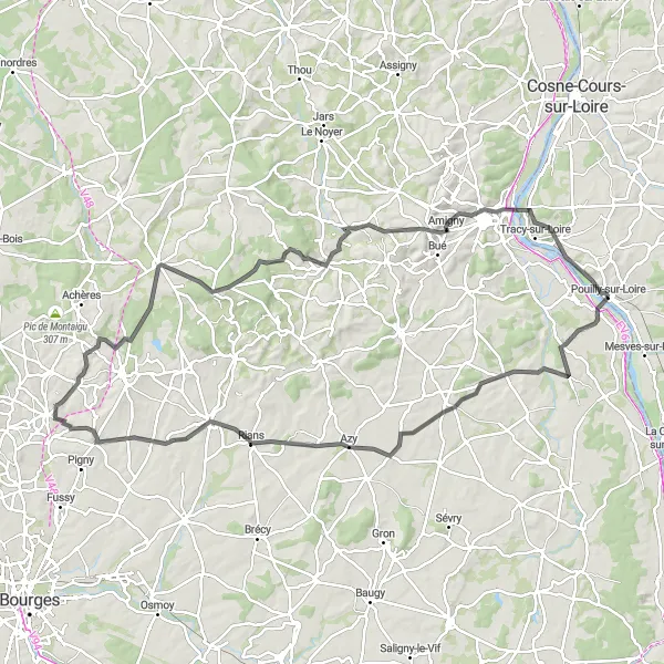 Map miniature of "The Groises Adventure" cycling inspiration in Bourgogne, France. Generated by Tarmacs.app cycling route planner