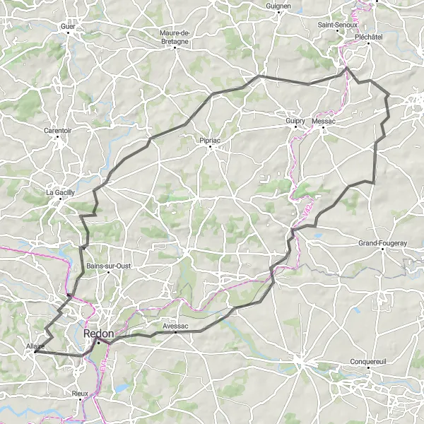 Map miniature of "Steep Climb to Visibility" cycling inspiration in Bretagne, France. Generated by Tarmacs.app cycling route planner