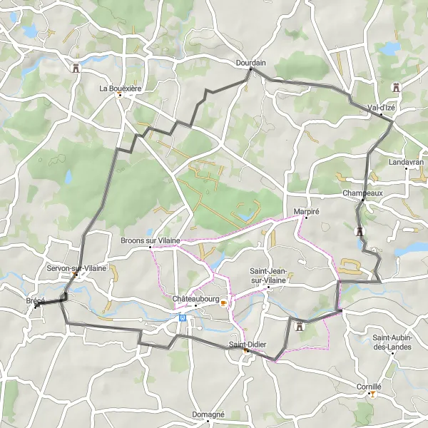 Map miniature of "The Short and Sweet Ride" cycling inspiration in Bretagne, France. Generated by Tarmacs.app cycling route planner