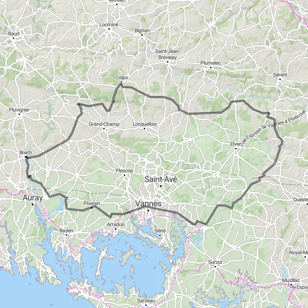 Map miniature of "Châteaux and Nature Cycling Voyage" cycling inspiration in Bretagne, France. Generated by Tarmacs.app cycling route planner