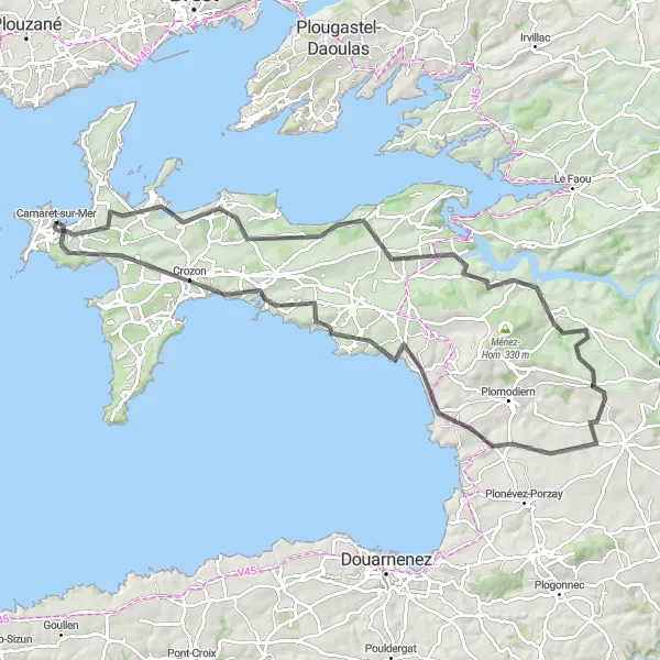 Map miniature of "The Coastal Adventure" cycling inspiration in Bretagne, France. Generated by Tarmacs.app cycling route planner