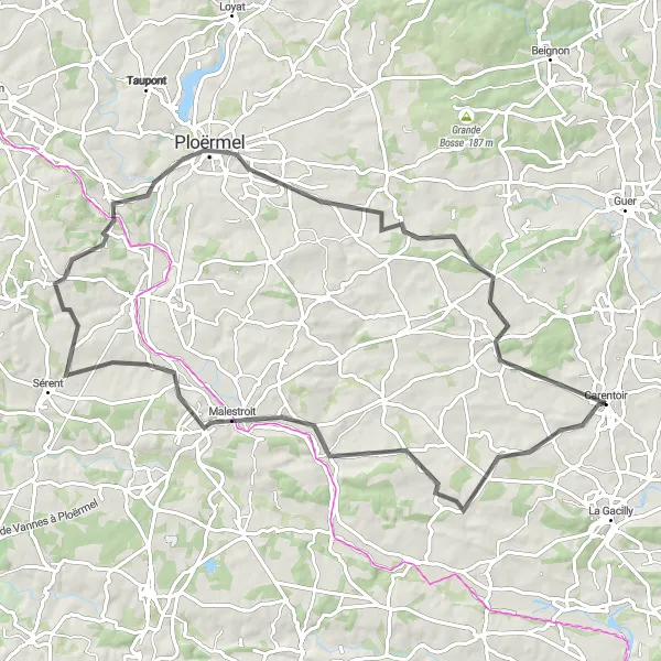 Map miniature of "The Balangeard Circuit" cycling inspiration in Bretagne, France. Generated by Tarmacs.app cycling route planner