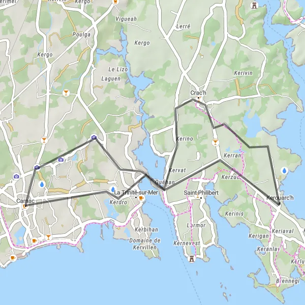 Map miniature of "Coastal Exploration" cycling inspiration in Bretagne, France. Generated by Tarmacs.app cycling route planner