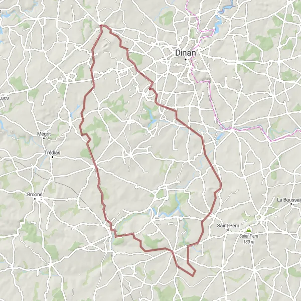 Miniature de la carte de l'inspiration cycliste "Parcours des Chemins de Campagne" dans la Bretagne, France. Générée par le planificateur d'itinéraire cycliste Tarmacs.app