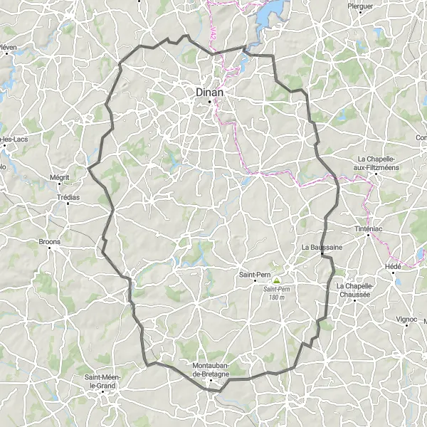 Miniature de la carte de l'inspiration cycliste "Boucle des Rives de la Rance" dans la Bretagne, France. Générée par le planificateur d'itinéraire cycliste Tarmacs.app