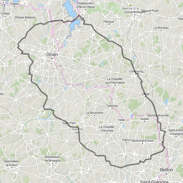 Miniature de la carte de l'inspiration cycliste "Route Plouër-sur-Rance - Brusvily" dans la Bretagne, France. Générée par le planificateur d'itinéraire cycliste Tarmacs.app
