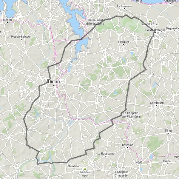 Map miniature of "Scenic Countryside Delight" cycling inspiration in Bretagne, France. Generated by Tarmacs.app cycling route planner