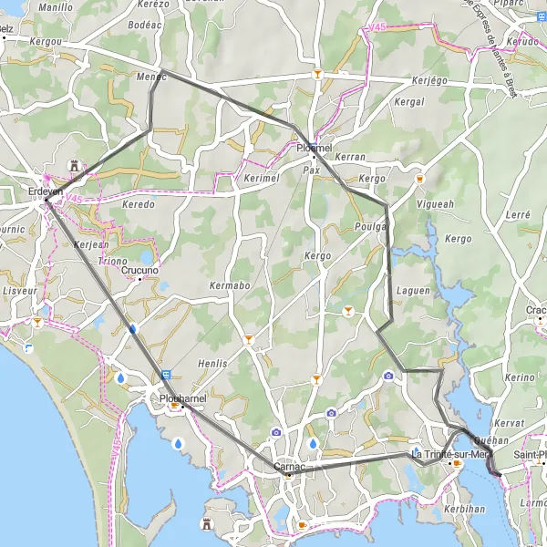 Map miniature of "Ploemel Loop" cycling inspiration in Bretagne, France. Generated by Tarmacs.app cycling route planner