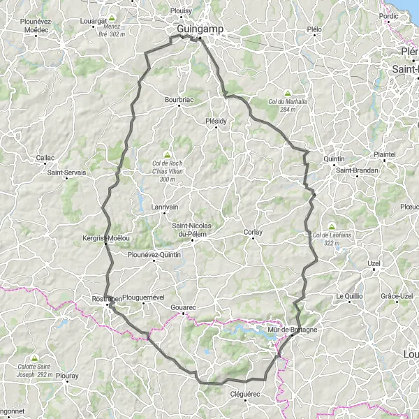 Map miniature of "The Bretagne Loop" cycling inspiration in Bretagne, France. Generated by Tarmacs.app cycling route planner