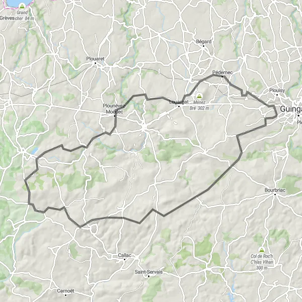 Miniature de la carte de l'inspiration cycliste "Tour de Kernabat" dans la Bretagne, France. Générée par le planificateur d'itinéraire cycliste Tarmacs.app