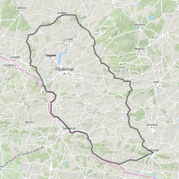 Map miniature of "Experience the Charm of La Gacilly and Eastern Bretagne" cycling inspiration in Bretagne, France. Generated by Tarmacs.app cycling route planner