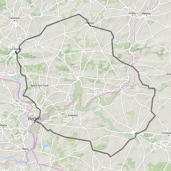 Map miniature of "The Countryside Retreat" cycling inspiration in Bretagne, France. Generated by Tarmacs.app cycling route planner