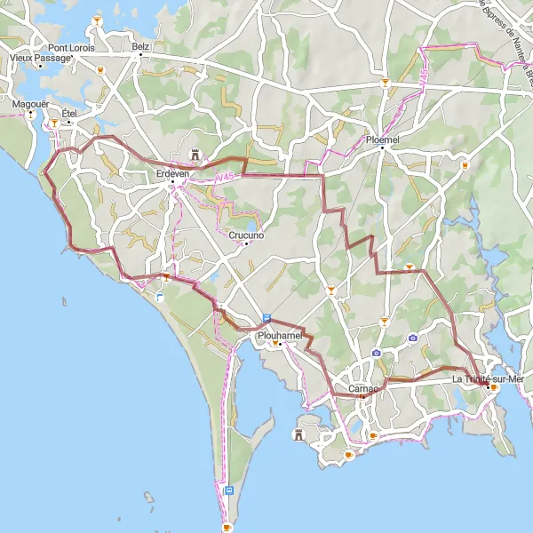 Map miniature of "Coastal Explorer" cycling inspiration in Bretagne, France. Generated by Tarmacs.app cycling route planner