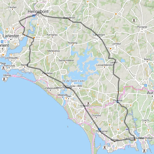 Map miniature of "Cultural Cycling Delight" cycling inspiration in Bretagne, France. Generated by Tarmacs.app cycling route planner