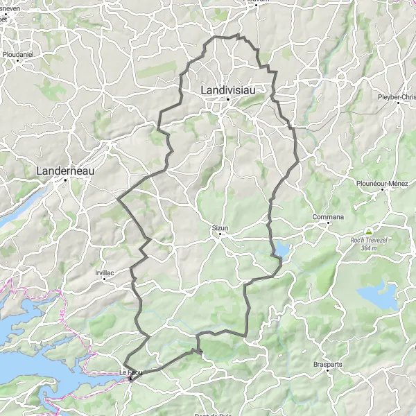 Map miniature of "Le Faou Hill Circuit" cycling inspiration in Bretagne, France. Generated by Tarmacs.app cycling route planner
