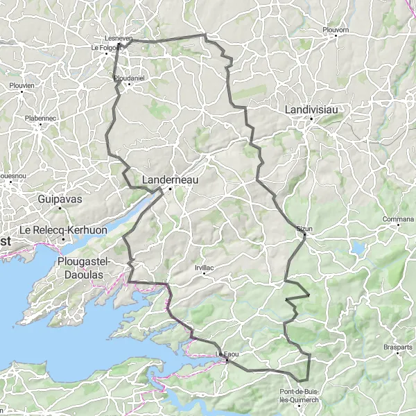 Miniature de la carte de l'inspiration cycliste "Route de la Vallée des Seigneurs" dans la Bretagne, France. Générée par le planificateur d'itinéraire cycliste Tarmacs.app