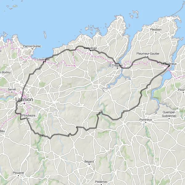 Map miniature of "Chateau Adventure" cycling inspiration in Bretagne, France. Generated by Tarmacs.app cycling route planner