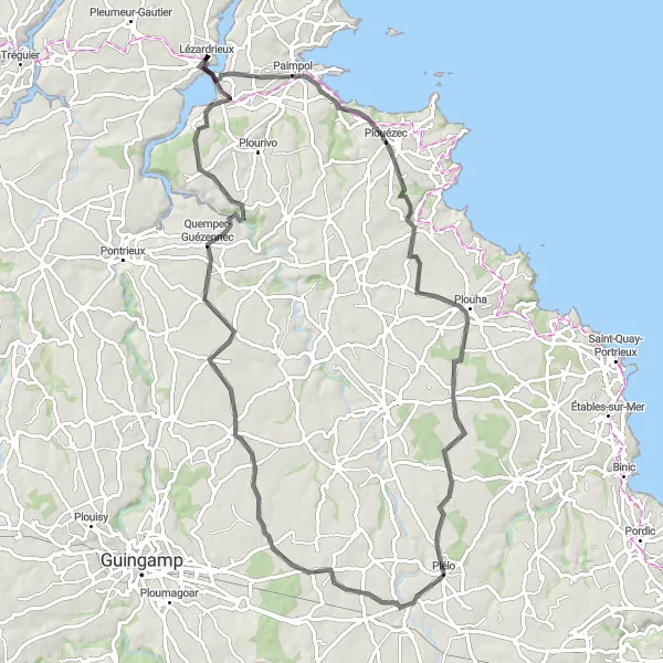 Map miniature of "Countryside Loop" cycling inspiration in Bretagne, France. Generated by Tarmacs.app cycling route planner