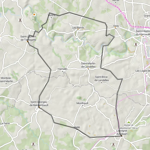 Map miniature of "Discover the Charm of Rural Landscapes" cycling inspiration in Bretagne, France. Generated by Tarmacs.app cycling route planner