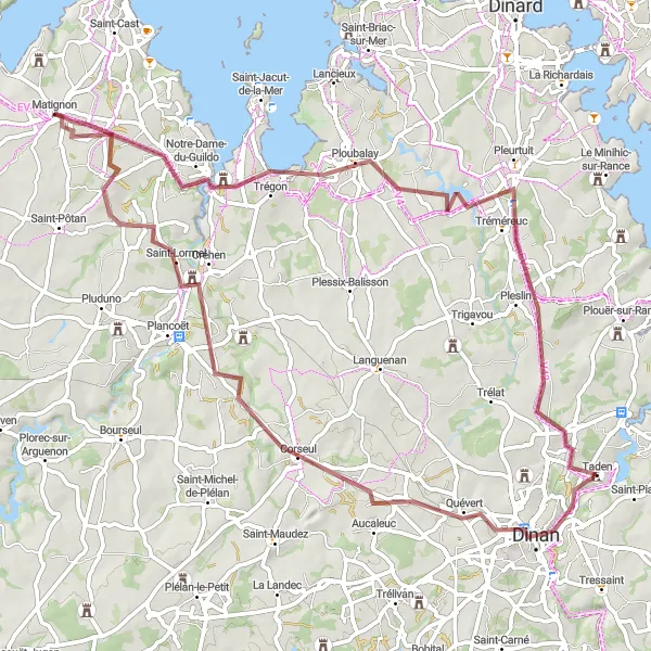 Map miniature of "Gravel Adventure" cycling inspiration in Bretagne, France. Generated by Tarmacs.app cycling route planner